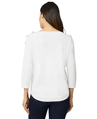 Melissa Paige Women's Boat-Neck Button-Shoulder Sweater
