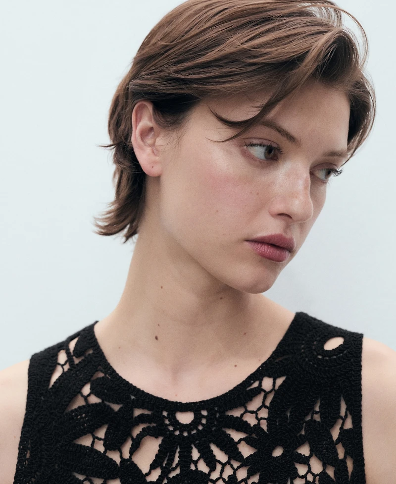 Mango Women's Crochet Knitted Top