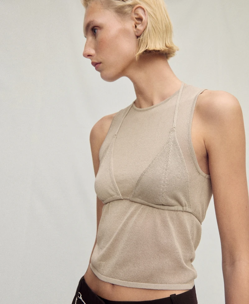 Mango Women's Contrasting Knit Top