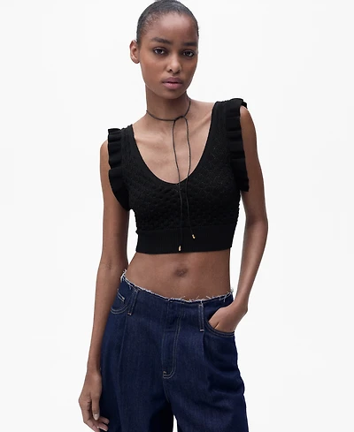 Mango Women's Back Bow Detail Crop Top