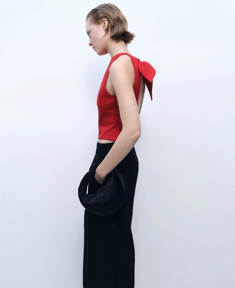 Mango Women's Back Bow Detail Crop Top