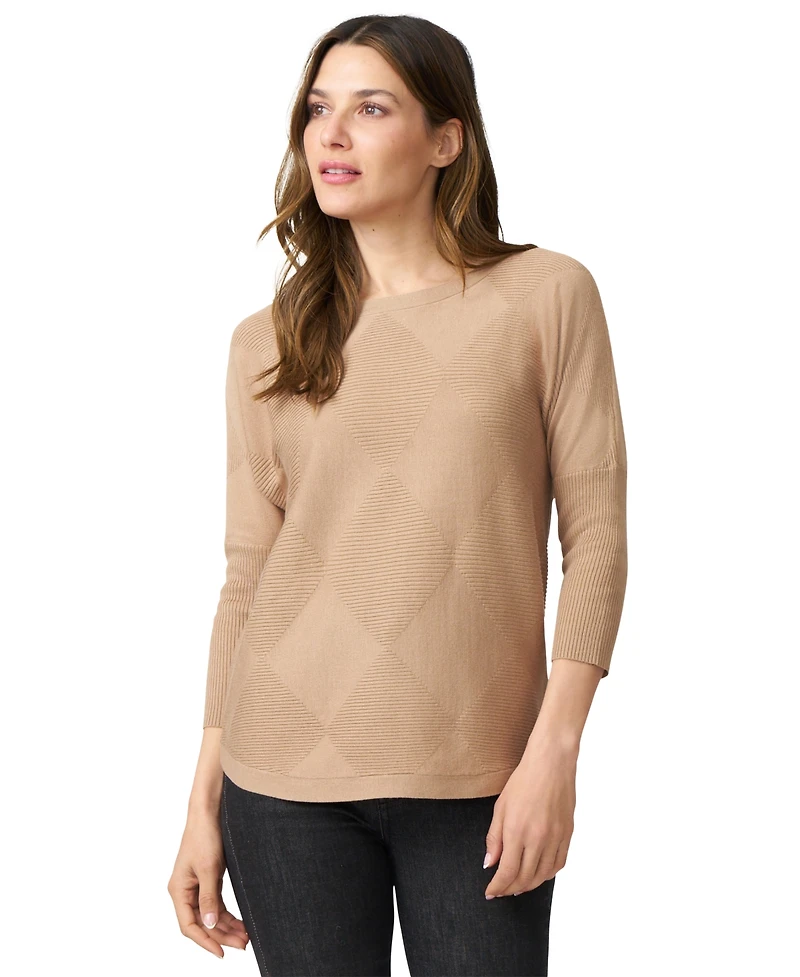 Melissa Paige Women's Boat-Neck Diamond-Knit Dolman-Sleeve Sweater