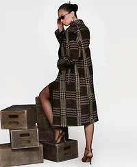 Avec Les Filles Women's Single-Breasted Plaid Coat
