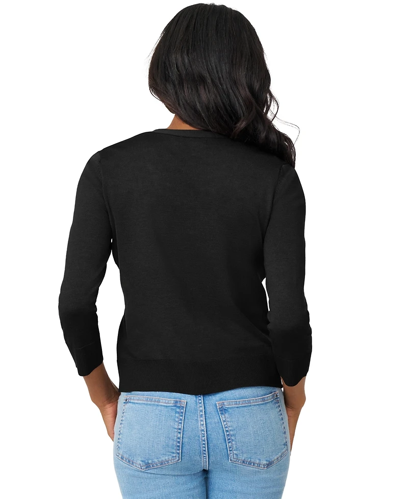 Melissa Paige Women's V-Neck 3/4-Sleeve Cardigan