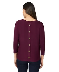 Melissa Paige Women's Boatneck Button-Back Dolman-Sleeve Sweater