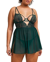 Adore Me Rae Women's Plus-Size Unlined Babydoll & G-String Set Lingerie
