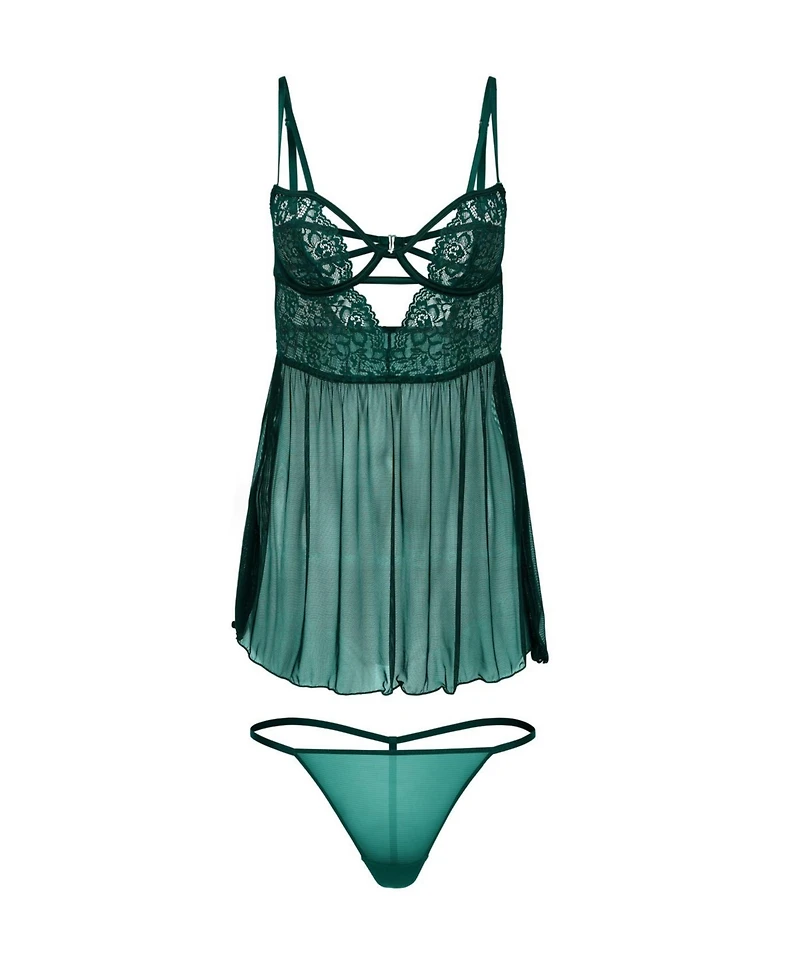 Adore Me Rae Women's Plus-Size Unlined Babydoll & G-String Set Lingerie
