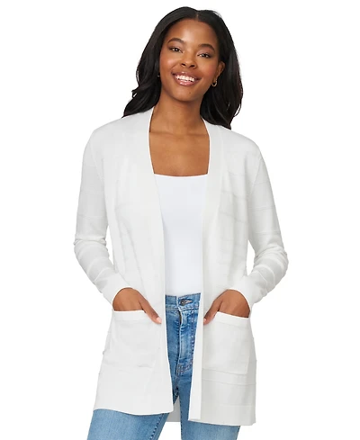 Melissa Paige Women's Ribbed Open-Front Long Cardigan