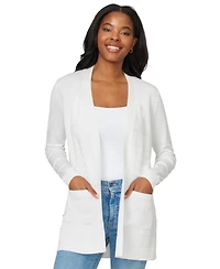 Melissa Paige Women's Ribbed Open-Front Long Cardigan