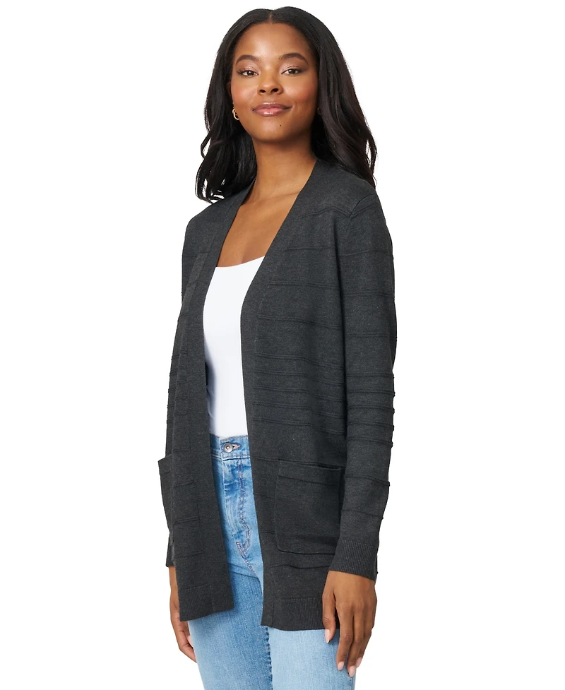 Melissa Paige Women's Ribbed Open-Front Long Cardigan