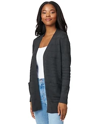 Melissa Paige Women's Ribbed Open-Front Long Cardigan