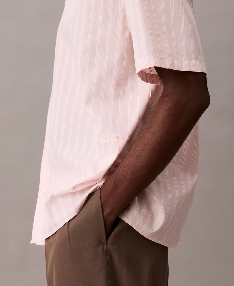 Calvin Klein Men's Cotton Striped Textured Short-Sleeve Shirt