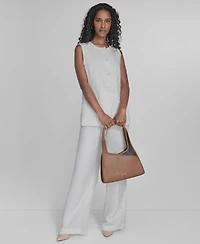 Calvin Klein Women's Linen-Blend Collarless Vest