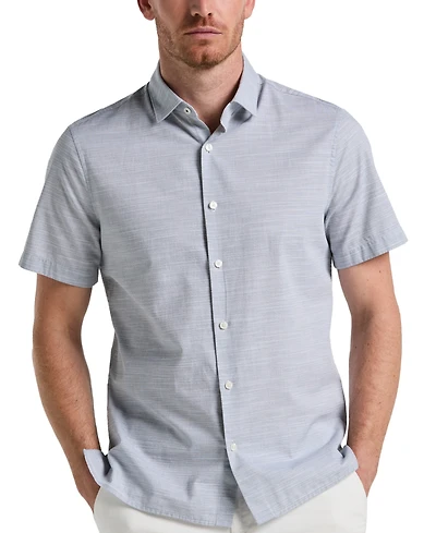 Perry Ellis Men's Cotton Dobby Short Sleeve Button-Front Shirt