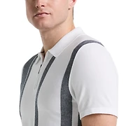 Perry Ellis Men's Stripe Zip Polo Shirt