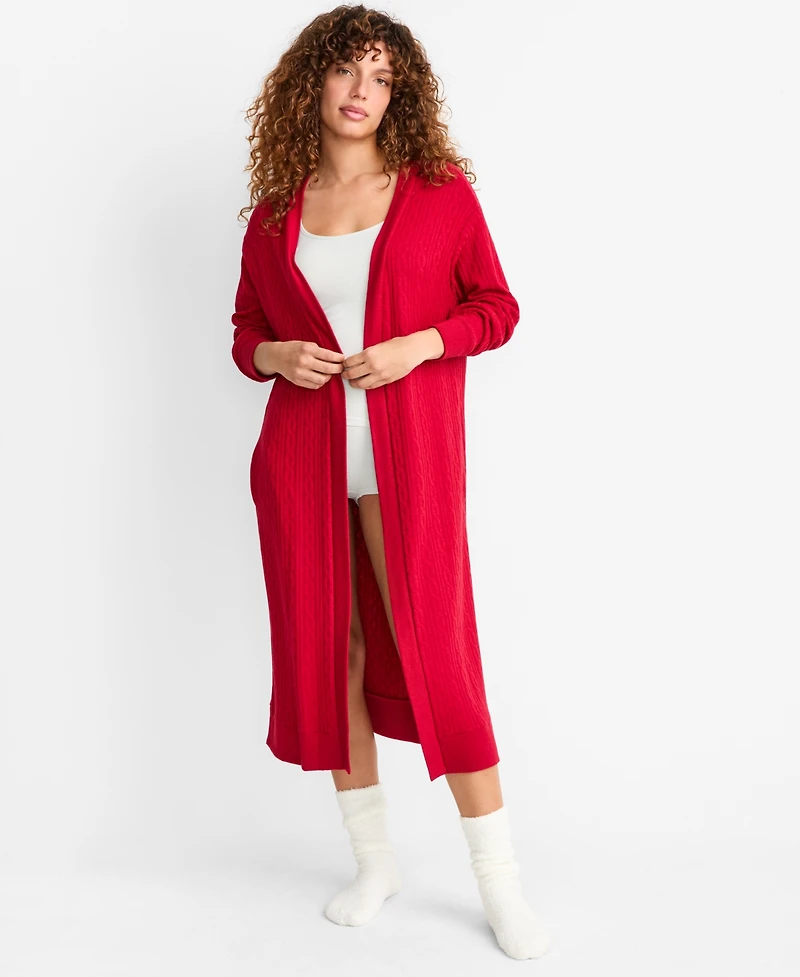 State of Day Women's Cable-Knit Duster Robe, Macy's Exclusive