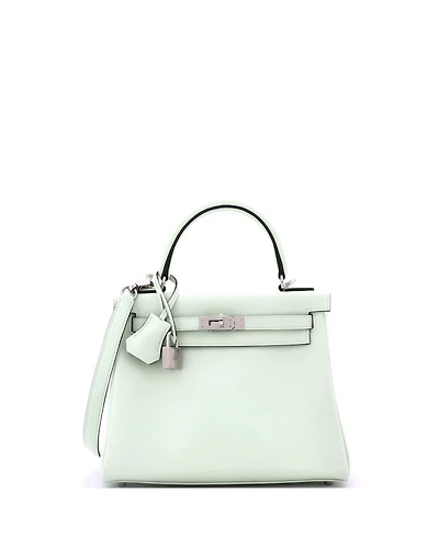 Pre-Owned Hermes Kelly 25 Handbag Green Swift with Palladium Hardware