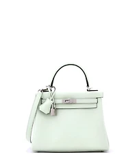 Pre-Owned Hermes Kelly 25 Handbag Green Swift with Palladium Hardware