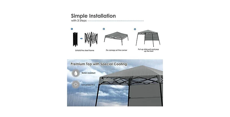 7 x 7 Feet Pop-up Canopy Tent with Carry Bag and 4 Stakes