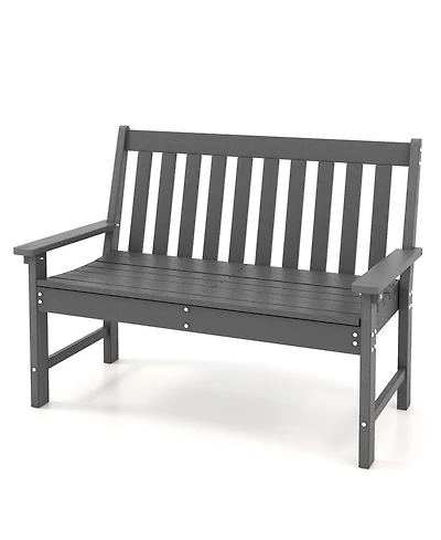 Gymax Garden Bench All-Weather Hdpe 2-Person Outdoor Bench for Front Porch Backyard