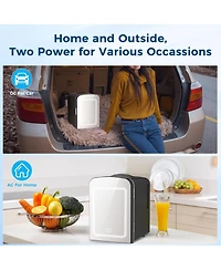 Cowsar Makeup Compact Refrigerator With Mirror, 4L Mini Fridge for Bedroom, Car, Office & Dorm, Portable Small Cooler for Cosmetics