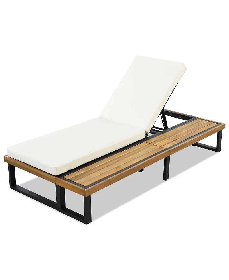 Mondawe Outdoor Chaise Lounge Chair with 5-Position Adjustable Backrest and cushions