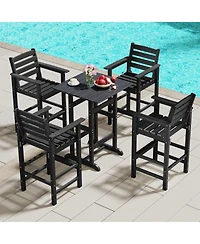 Slickblue Patio Hdpe Adirondack Bar Chairs Set of 2 with Wide Armrests
