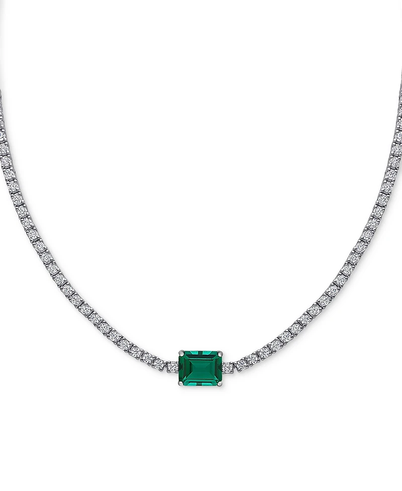 Lab-Created Gemstone (3 ct. t.w.) & Lab-Created White Sapphire (12-7/8 ct. t.w.) 17" Collar Necklace in Sterling Silver