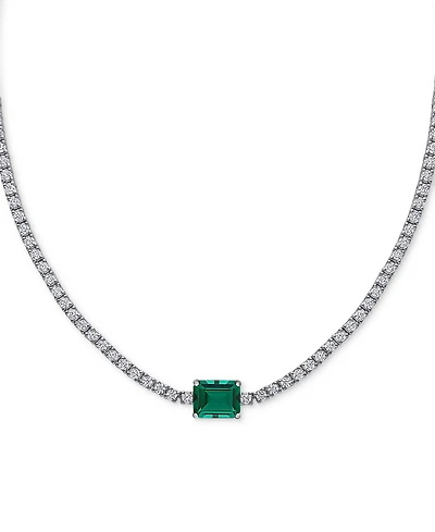 Lab-Created Gemstone (3 ct. t.w.) & Lab-Created White Sapphire (12-7/8 ct. t.w.) 17" Collar Necklace in Sterling Silver