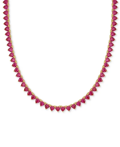 Lab-Created Gemstone 18" Collar Necklace in 18k Gold Plated Over Sterling Silver