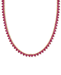 Lab-Created Gemstone 18" Collar Necklace in 18k Gold Plated Over Sterling Silver