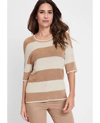 Olsen Women's Cotton Blend Striped Pullover