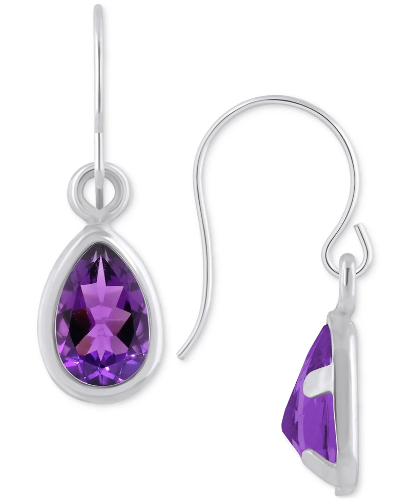 Amethyst Pear Bezel Drop Earrings (3/4 ct. t.w) 10k Gold (Also Additional Gemstones)