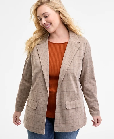 Liverpool Los Angeles Plus Plaid Boyfriend Blazer