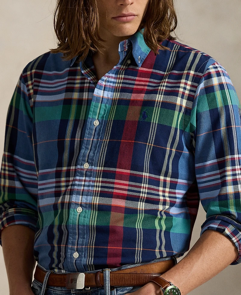 Polo Ralph Lauren Men's Custom-Fit Plaid Oxford Shirt