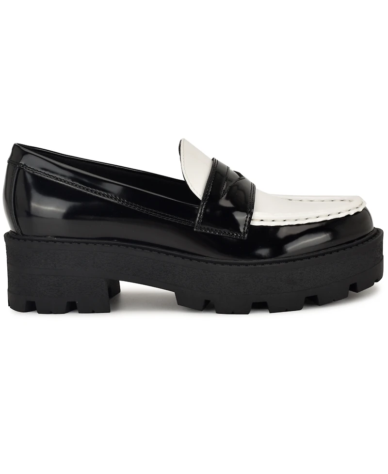 Nine West Women's Keram Chunky Lug Sole Penny Loafers