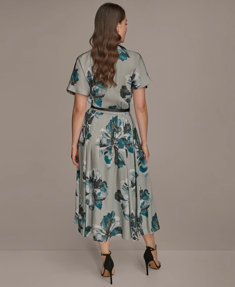 Donna Karan New York Women's Printed Short-Sleeve Belted Shirtdress