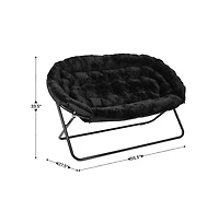 Janey Folding Double Saucer Chair With Steel Frame For Dorm, Living Room, Or Bedroom