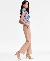 Kasper Women's Mid-Rise Faux-Fly Straight Pants, Regular & Petite