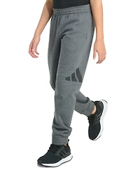 adidas Big Boys Elastic-Waistband Essential Logo Fleece Heather Jogger Pants