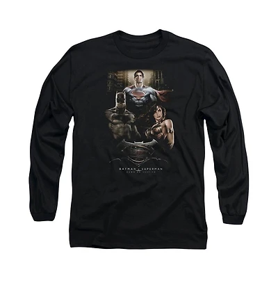 Batman V Superman Men's The Three Long Sleeve Adult Tee / T-Shirt
