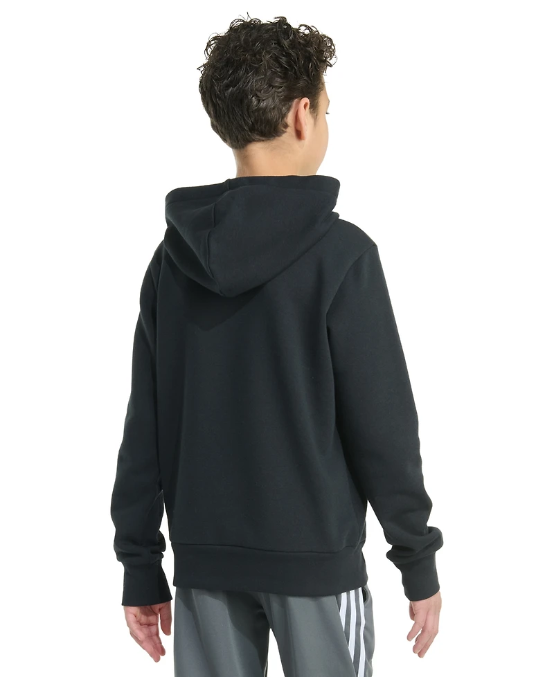 adidas Big Boys Long-Sleeve Essential Linear Embroidered Fleece Pullover Hoodie