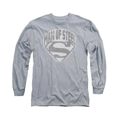 Superman Men's Man Of Steel Shield Long Sleeve Adult Tee / T-Shirt