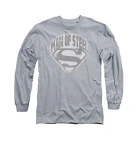 Superman Men's Man Of Steel Shield Long Sleeve Adult Tee / T-Shirt