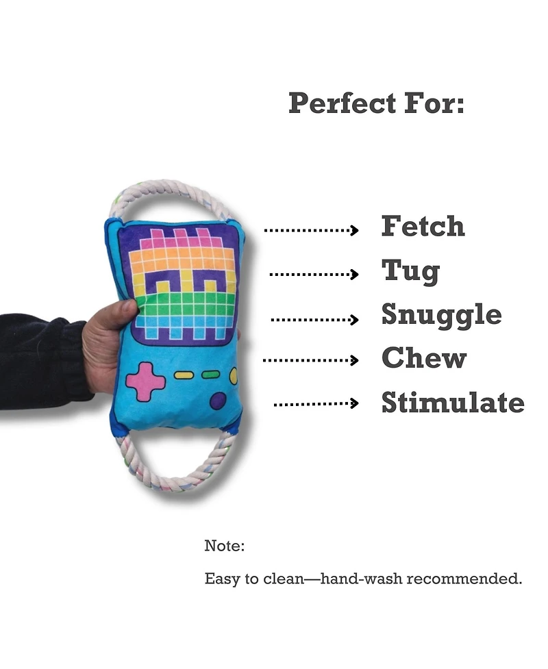 Retro Gamer Plush Dog Toy – with Squeaker & Crinkle Paper for Fun Play, Durable for Chewing, Perfect for Playtime and Cuddles