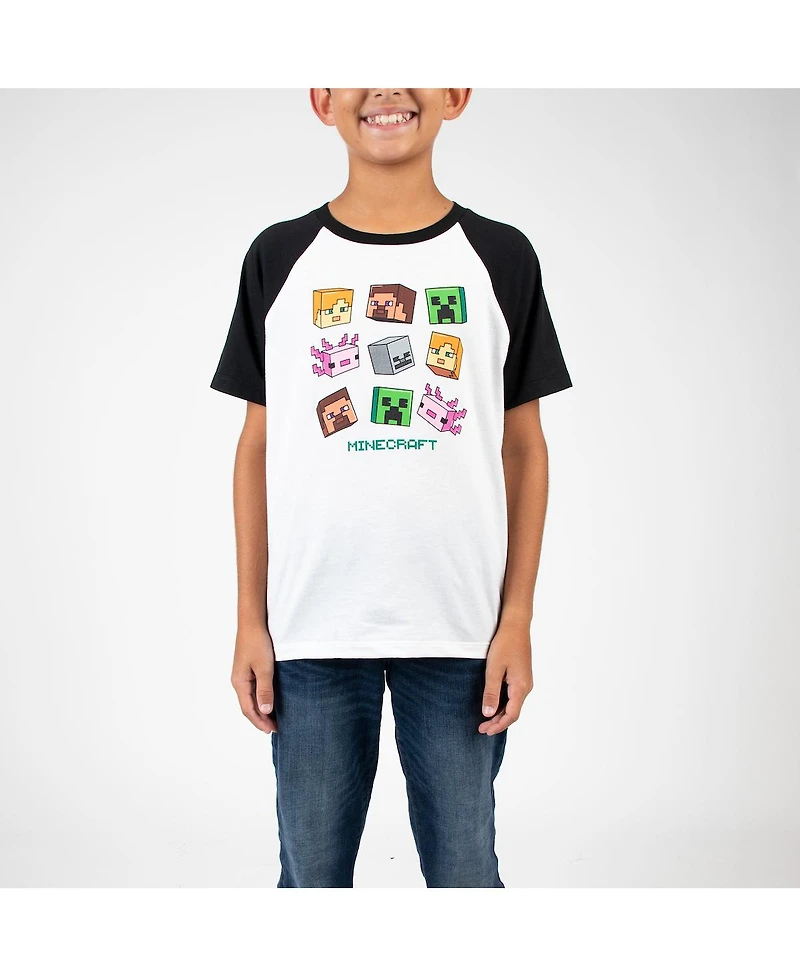 Minecraft Big Boys Creepers And Character Heads Crew Neck Short Sleeve 4pk Tees-xl