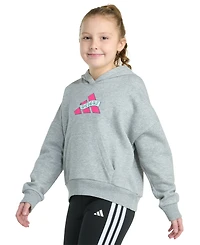 adidas Big Girls Long-Sleeve Heather Multi Graphic Fleece Pullover Hoodie
