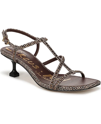 Circus Ny by Sam Edelman Women's Jaida Glitz Strappy Kitten Dress Sandals