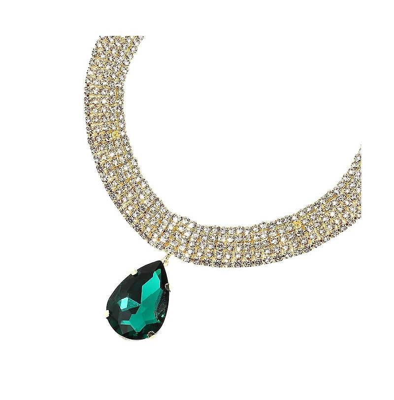 Sohi Teardrop Stone Statement Necklace