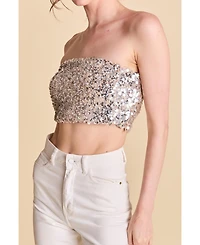 Endless Rose Women's Beaded Sequins Strapless Top